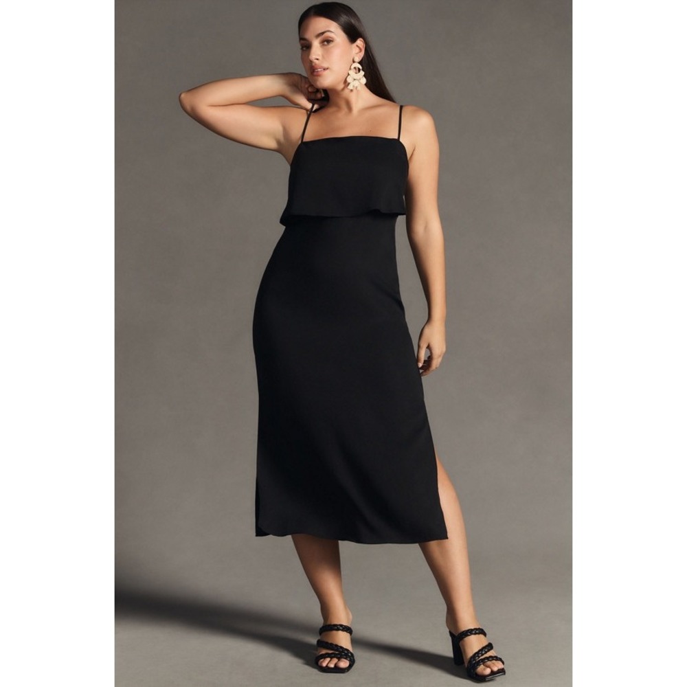 Anthropologie NWT Blackβ Layered Top Midi Dress, Size 6